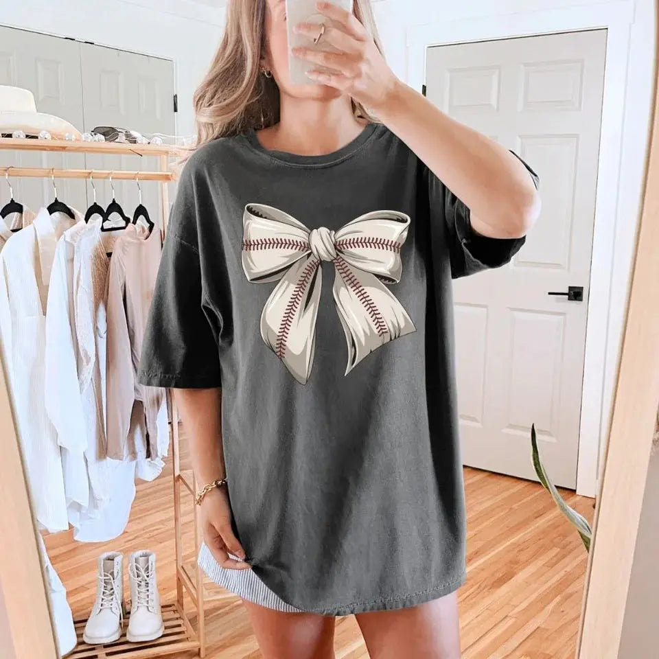 Baseball Bow Shirt | Baseball Game Day Graphic Tee K's Krafty Barn