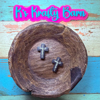 Silicone Focal Bead- Black cross with white Jesus K's Krafty Barn