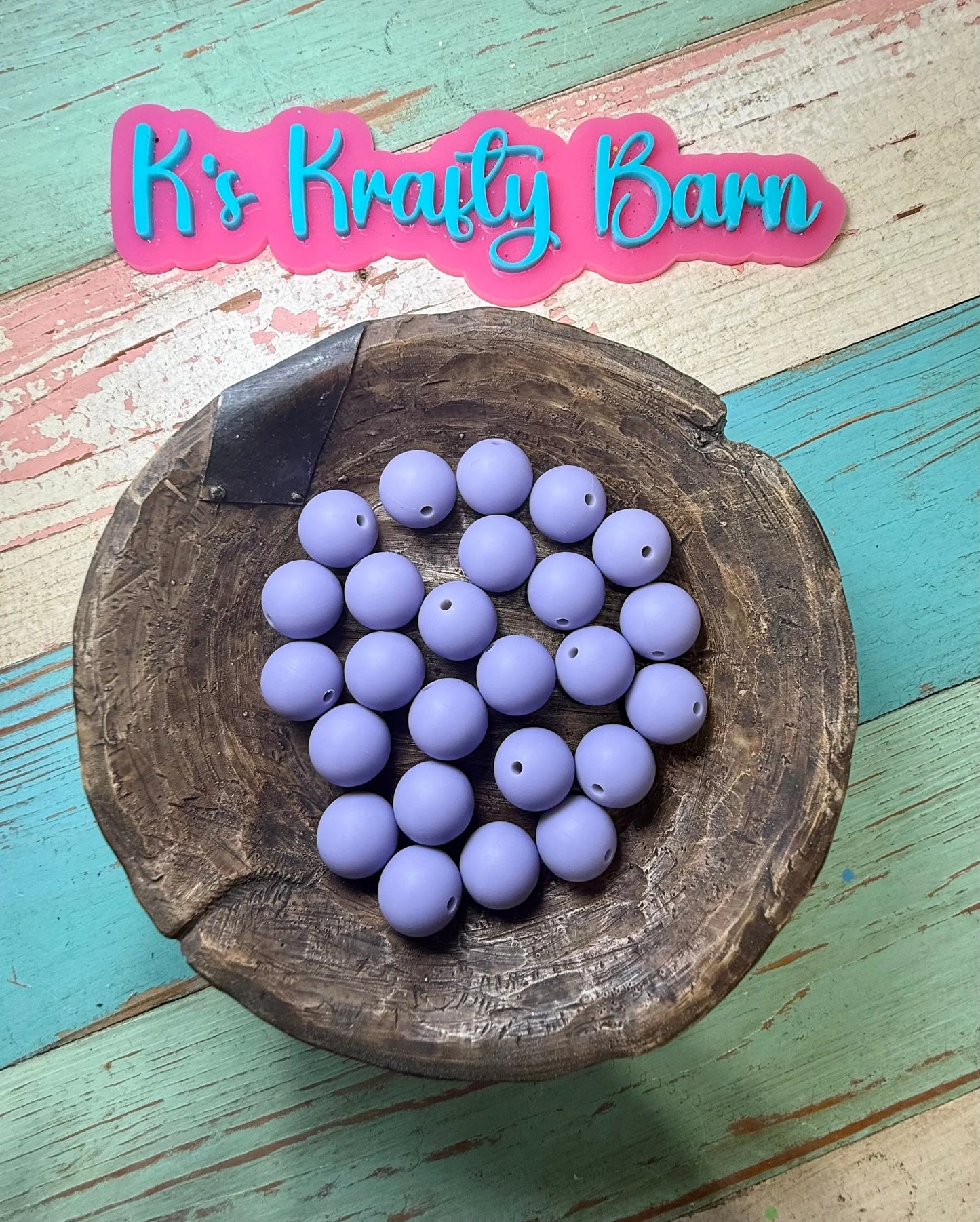 15mm Solid Silicone Beads- Dusty Lavender K's Krafty Barn