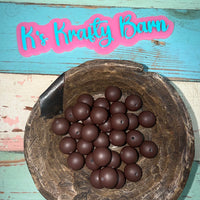 15mm Solid Silicone Beads- Chocolate Brown