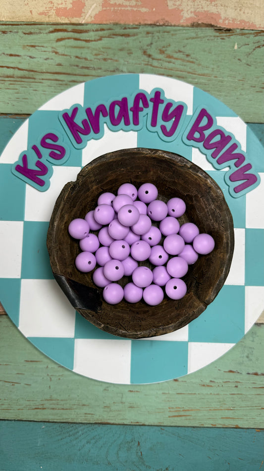 15mm Solid Silicone Beads- Pastel Lavender