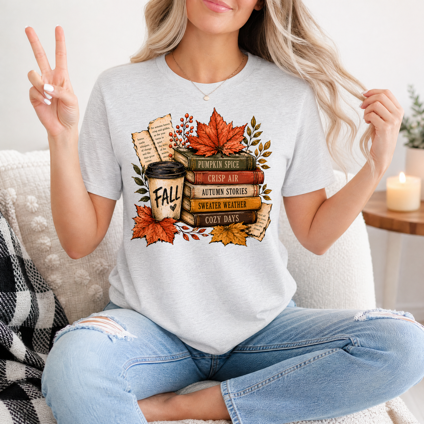 Fall & Bookish Cozy Premium Graphic Tee