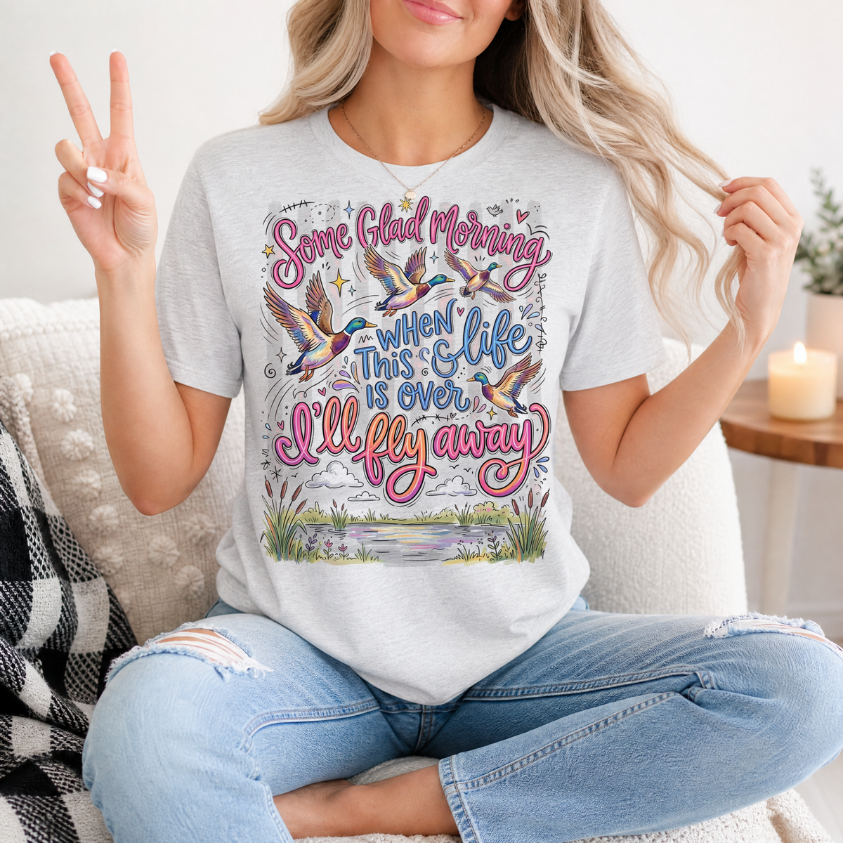I'll Fly Away Flying Ducks Christian Graphic Tee