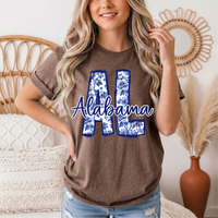 Alabama Blue Floral AL Graphic Tee