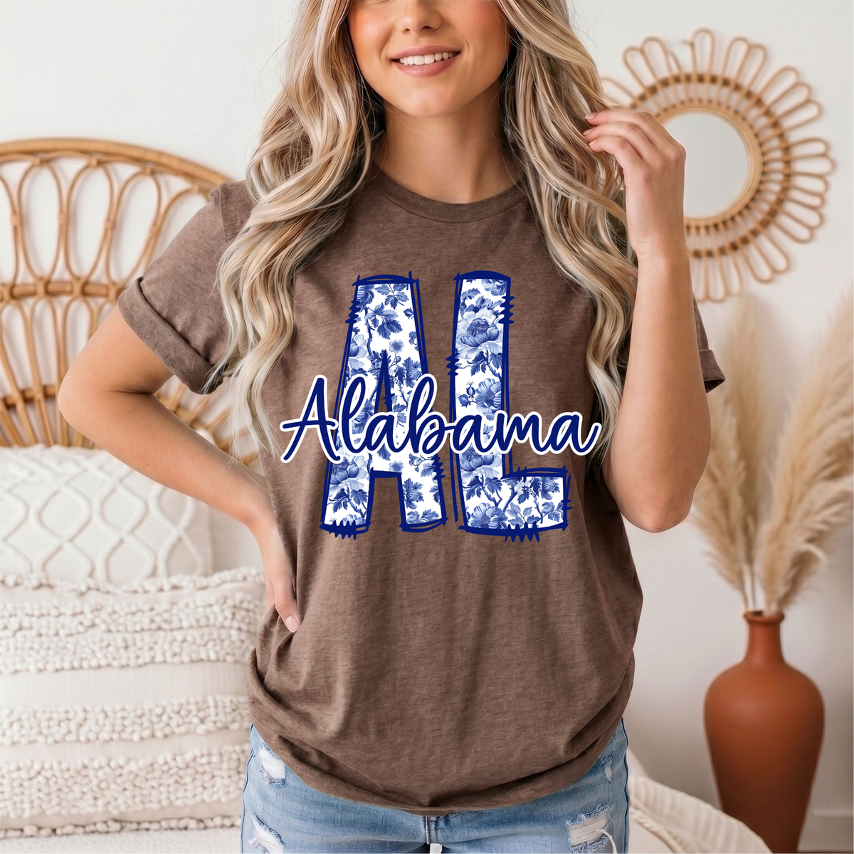 Alabama Blue Floral AL Graphic Tee