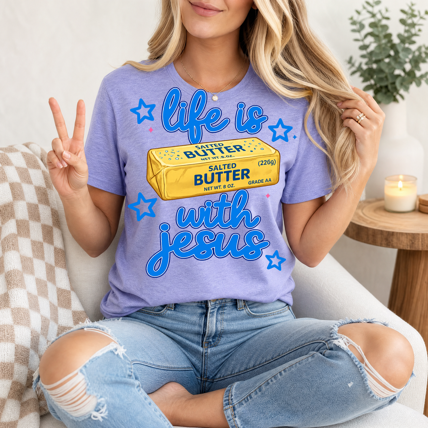 Life Is Butter With Jesus Premium Graphic Tee