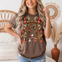 Christmas Plaid Bow & Holiday Charms Graphic Tee