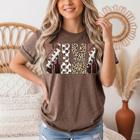 Mama Football & Leopard Mixed Print Graphic Tee