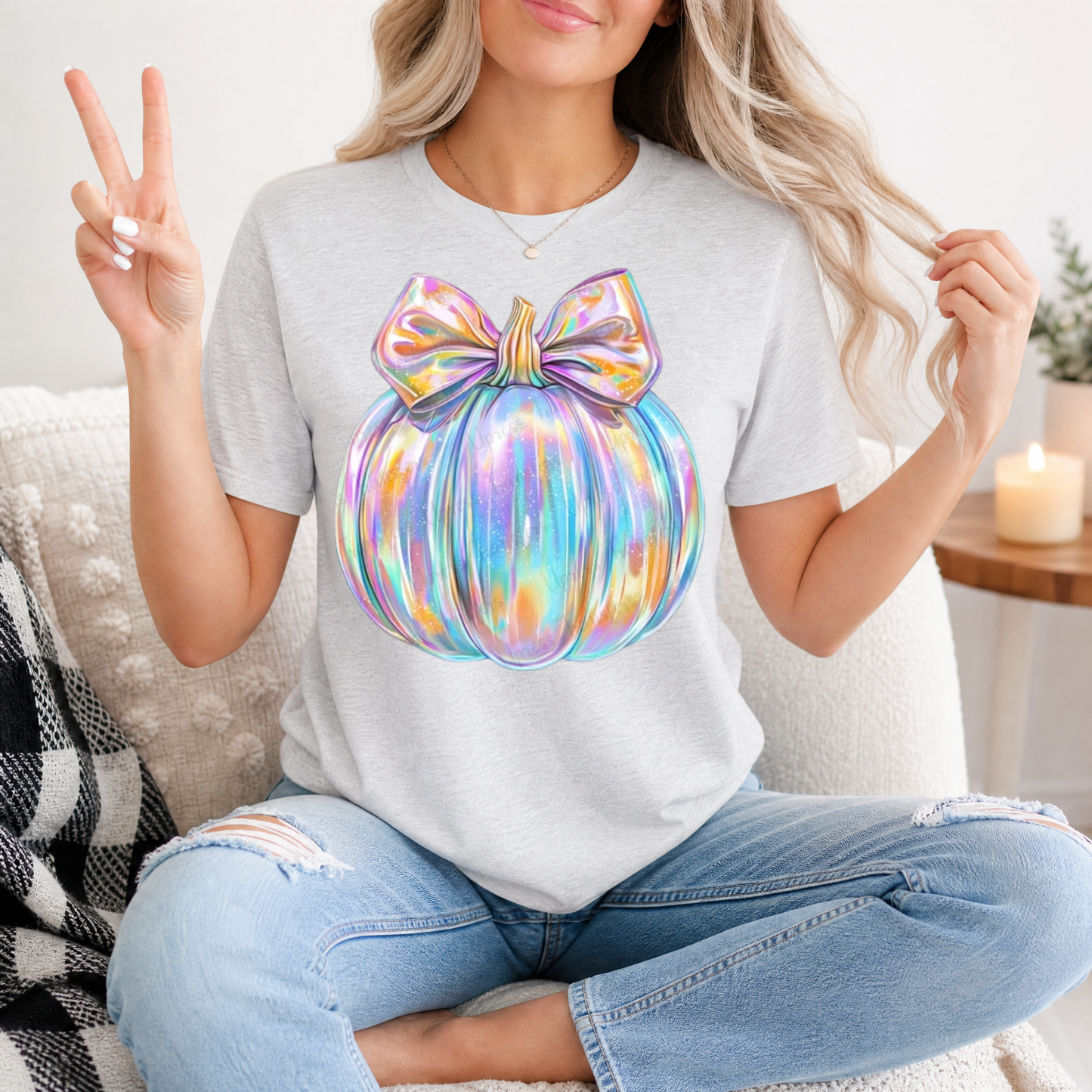 Sparkle Iridescent Pumpkin Premium Graphic Tee