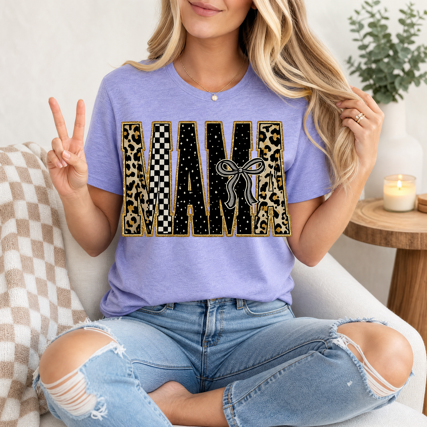 Mama Mixed Pattern Premium Graphic Tee