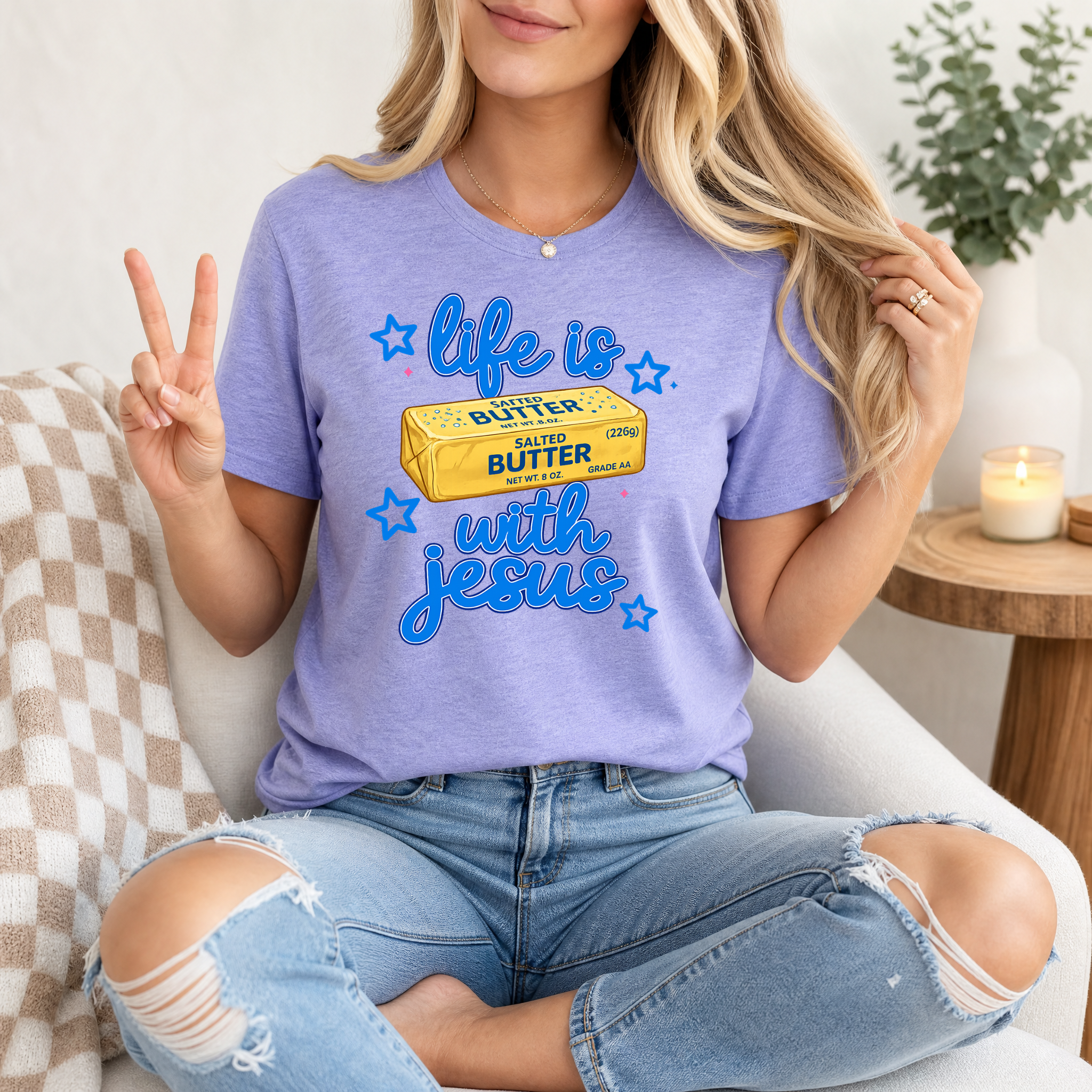 Life Is Butter With Jesus Premium Graphic Tee
