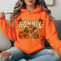 Nonnie Thanksgiving Patchwork Turkey Bow Graphic Hoodie