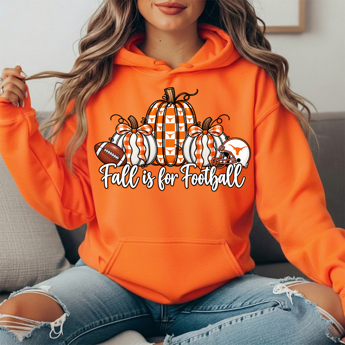 Texas Longhorns Fall Is for Football Pumpkin Graphic Hoodie