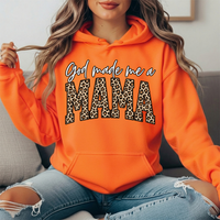 God Made Me a Mama Leopard Print Graphic Hoodie