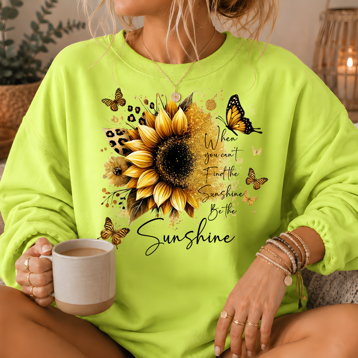 Be the Sunshine Sunflower Butterfly Crewneck Sweatshirt