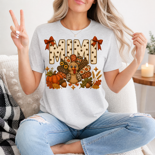 Mimi Thanksgiving Turkey & Bow Graphic Tee
