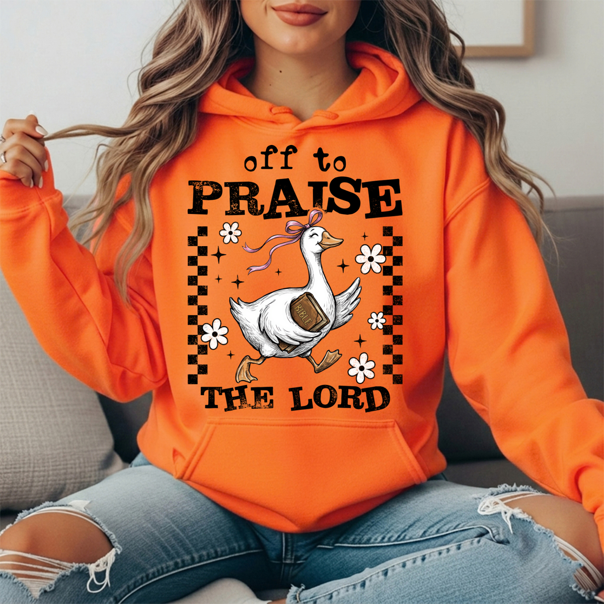 Off to Praise the Lord Goose Graphic Hoodie