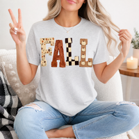 Fall Floral, Checkerboard & Pumpkin Graphic Tee