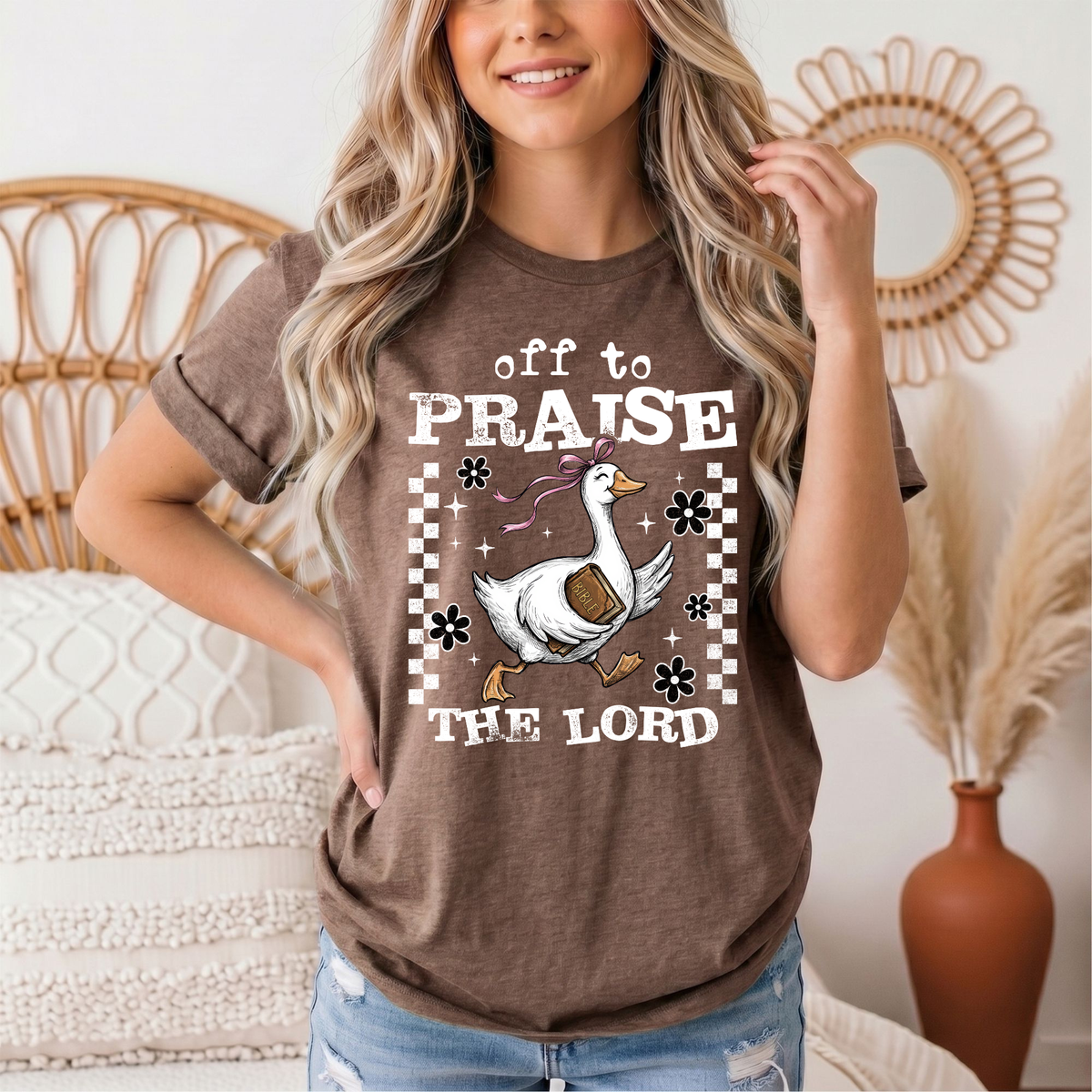 Off To Praise The Lord Christian Graphic Tee