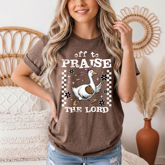 Off To Praise The Lord Christian Graphic Tee