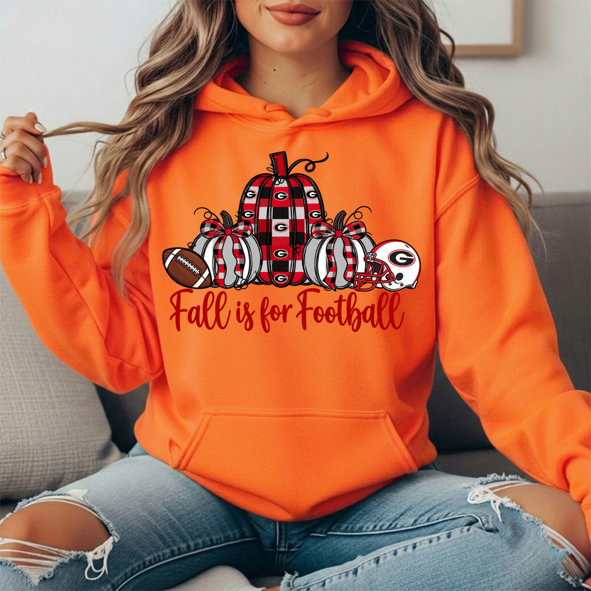 Georgia Bulldogs Fall Is for Football Pumpkin Graphic Hoodie