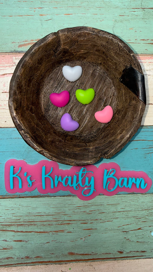 Wholesale 19mm Silicone Heart Spacers for beadable items- 6 pack mix