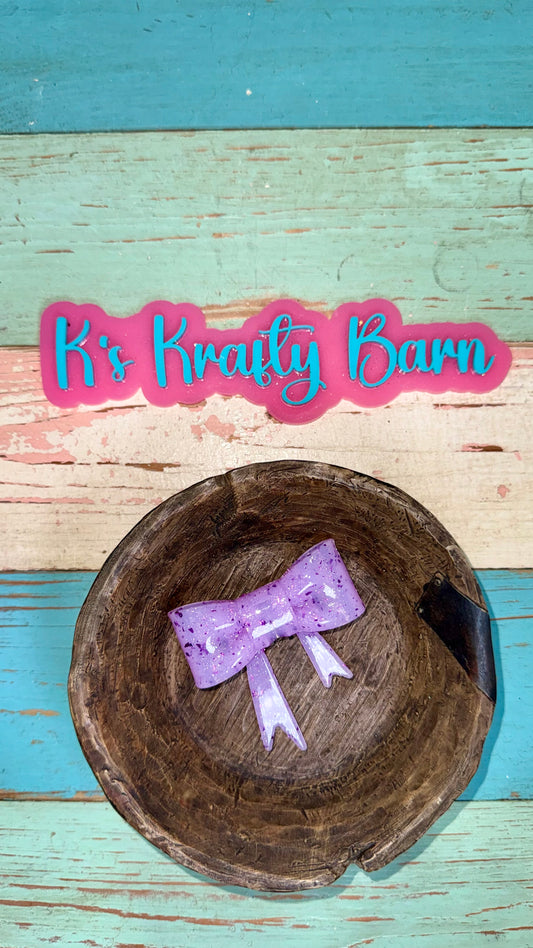 Wholesale Silicone Focal Bead- Purple confetti jelly bow