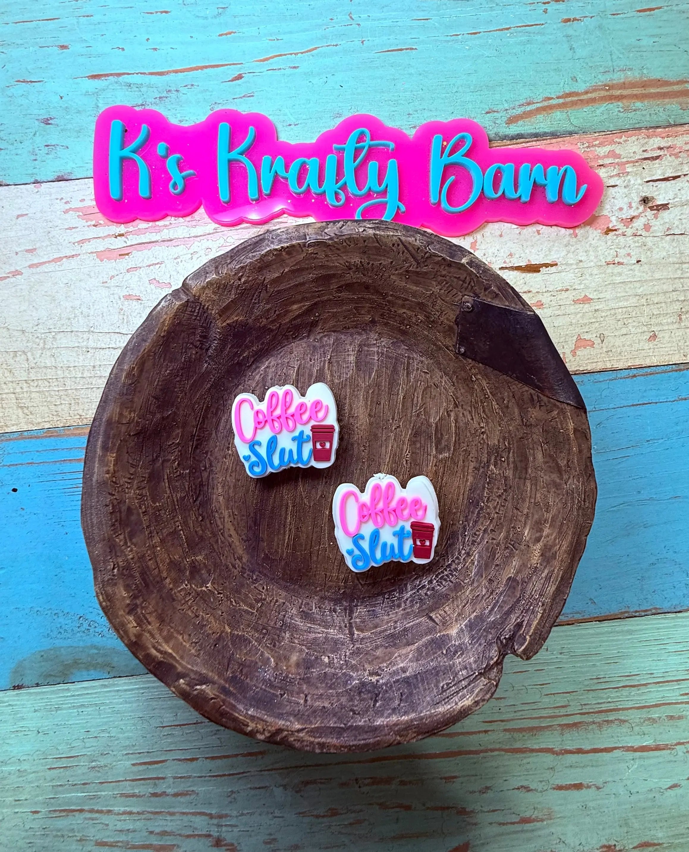 Silicone Focal Bead- White coffee slut K's Krafty Barn
