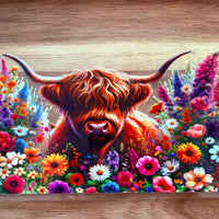 #23 Brown highland cow wih flowers K's Krafty Barn