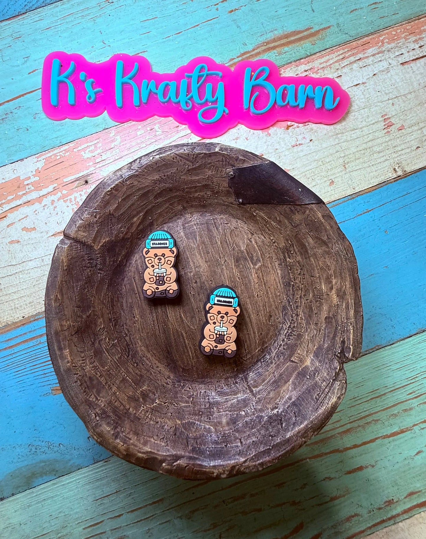 Silicone Focal Bead- Coffee Bear K's Krafty Barn