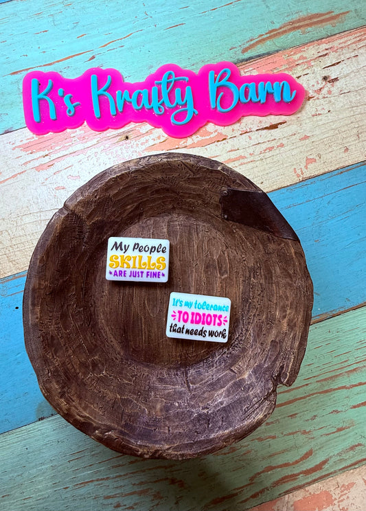 Wholesale Double-Sided Silicone Focal Bead- My people skills are just fine