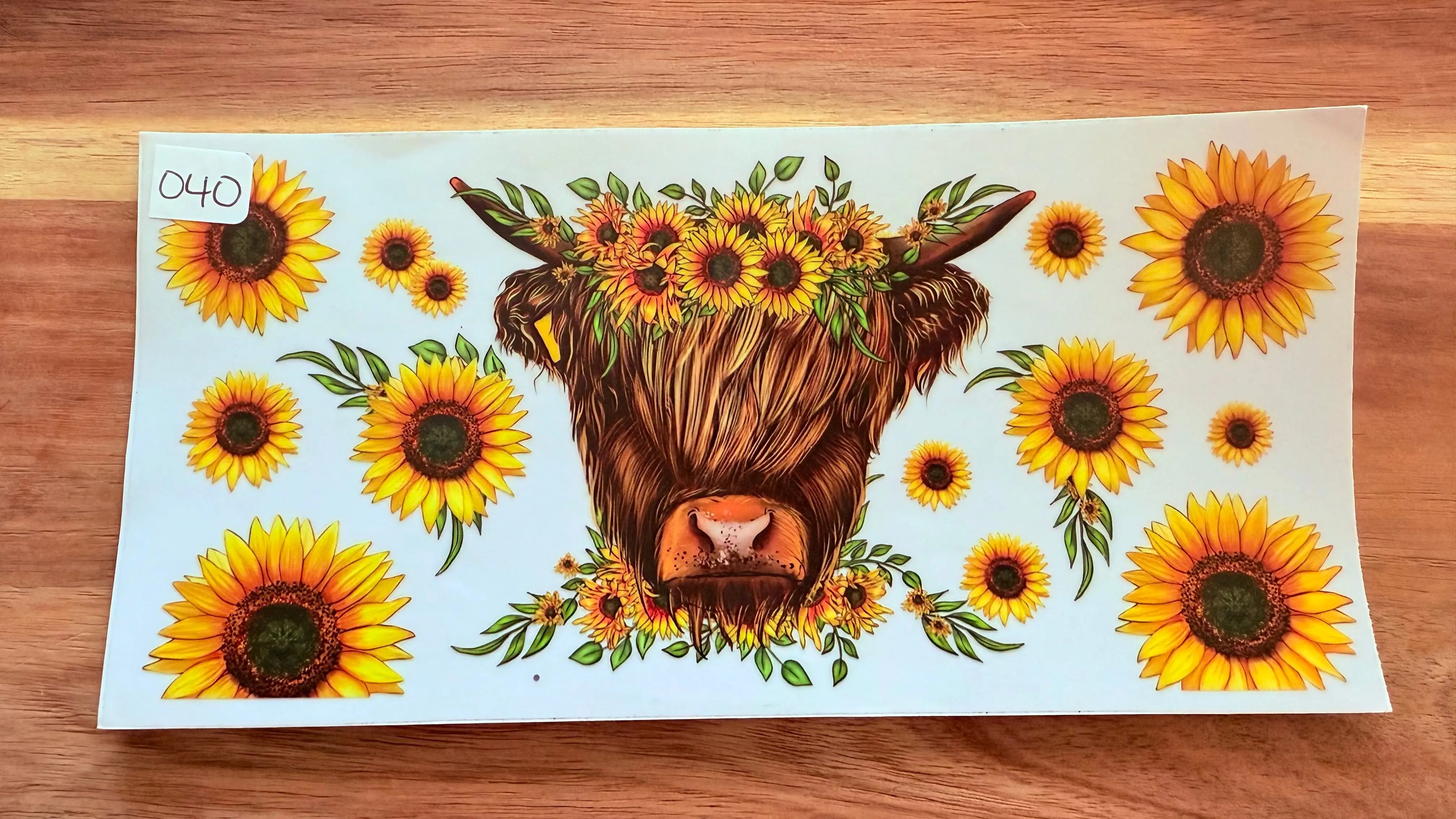 #40 Highland cow with sunflowers K's Krafty Barn