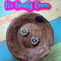 Silicone Focal Bead- Black and White Designer Bow K's Krafty Barn