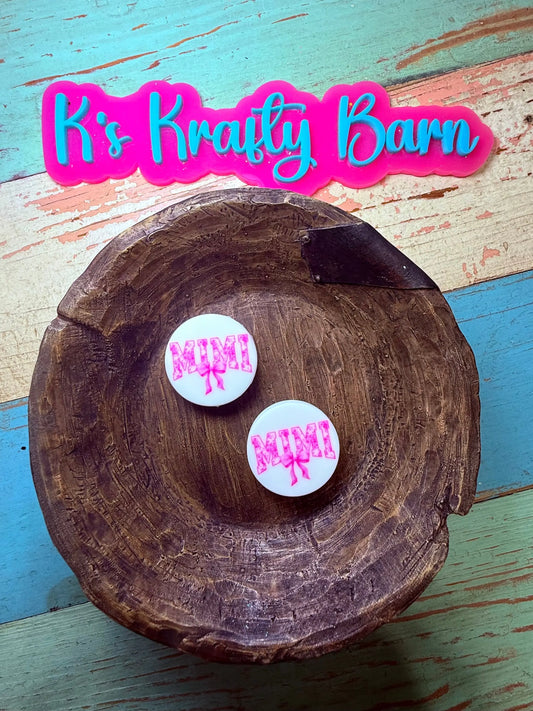 Silicone Focal Bead- Pink MiMi Bow K's Krafty Barn