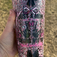 24oz Plastic Snowglobe- Just a mom trying not to raise assholes K's Krafty Barn