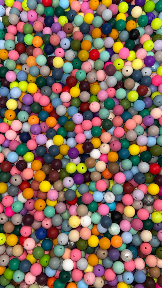 Wholesale 15mm Solid Silicone Beads- Random Color Mix