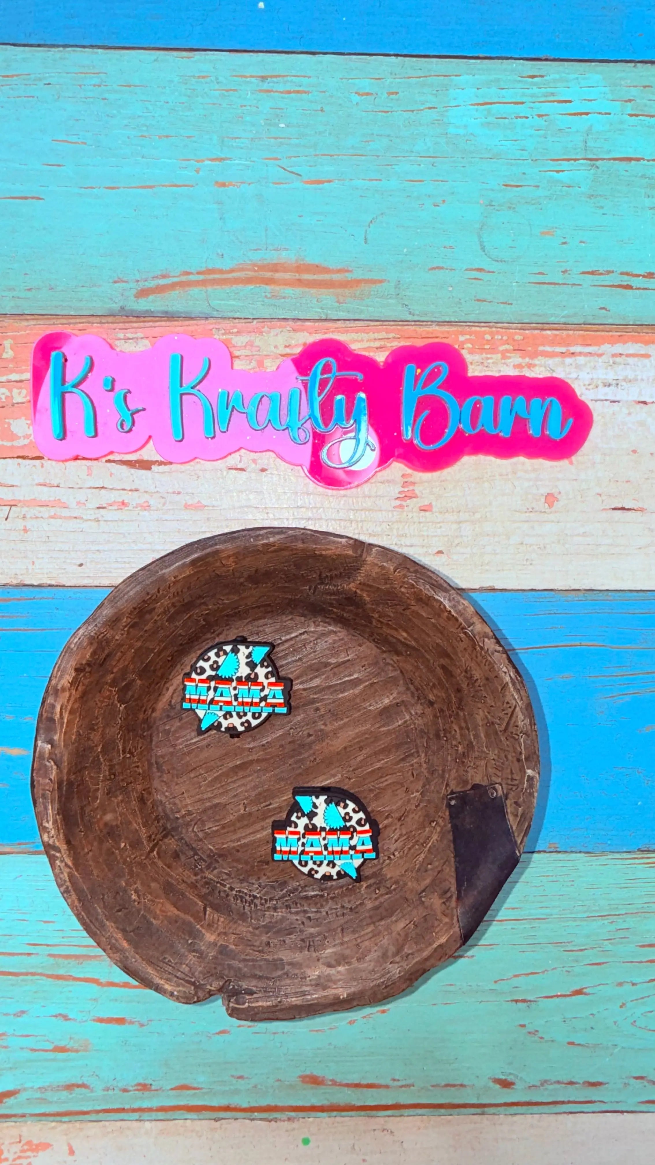Silicone Focal Bead- Turquoise Leopard Mama K's Krafty Barn