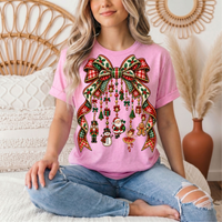 Christmas Plaid Bow & Holiday Charms Graphic Tee