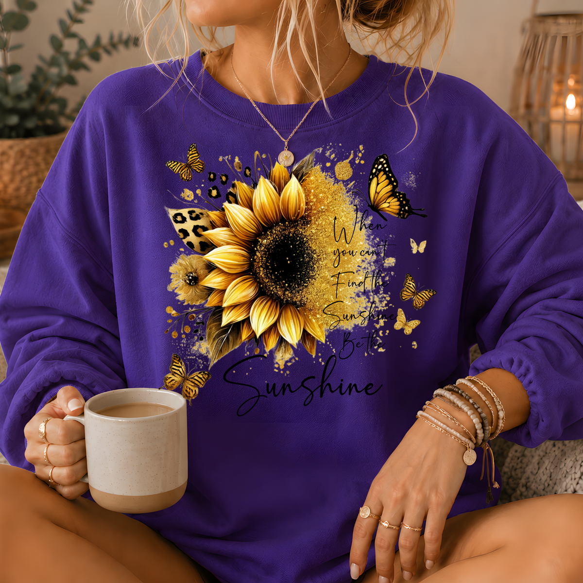 Be the Sunshine Sunflower Butterfly Crewneck Sweatshirt