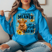 I Could Be Meaner But Jesus Said No Highland Cow Hoodie