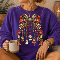 Christmas Plaid Bow Holiday Charms Crewneck Sweatshirt