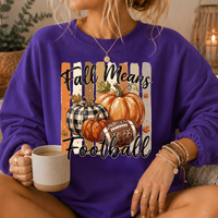 Fall Means Football Pumpkin Crewneck Sweatshirt
