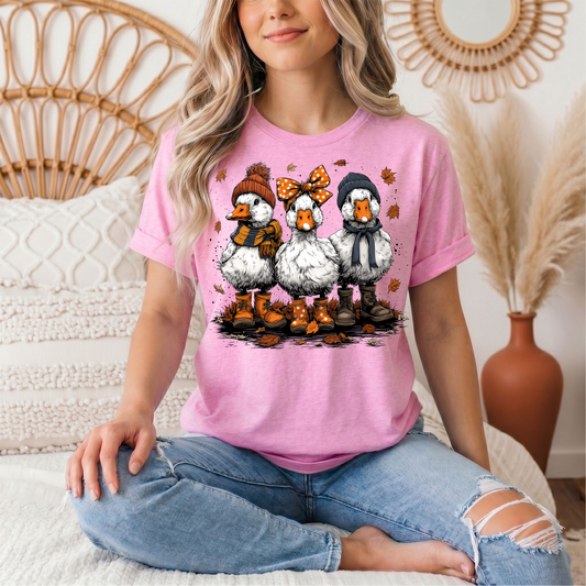 Autumn Duck Trio Boots & Bow Graphic Tee