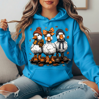 Fall Ducks in Boots & Orange Bow Graphic Hoodie