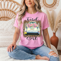 Ford Girl Floral Vintage Truck & Leopard Graphic Tee