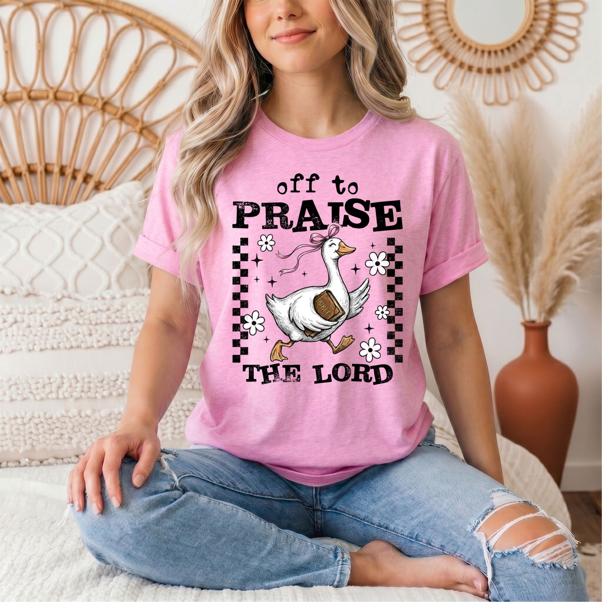Off To Praise The Lord Christian Graphic Tee