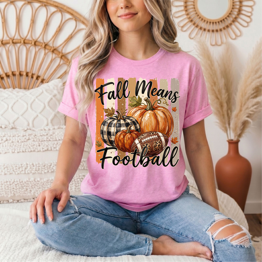 Fall Means Football Pumpkin Graphic Tee