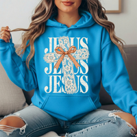 Jesus Floral Lace Cross & Gingham Bow Graphic Hoodie