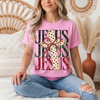 Jesus Christmas Cross & Bow Graphic Tee