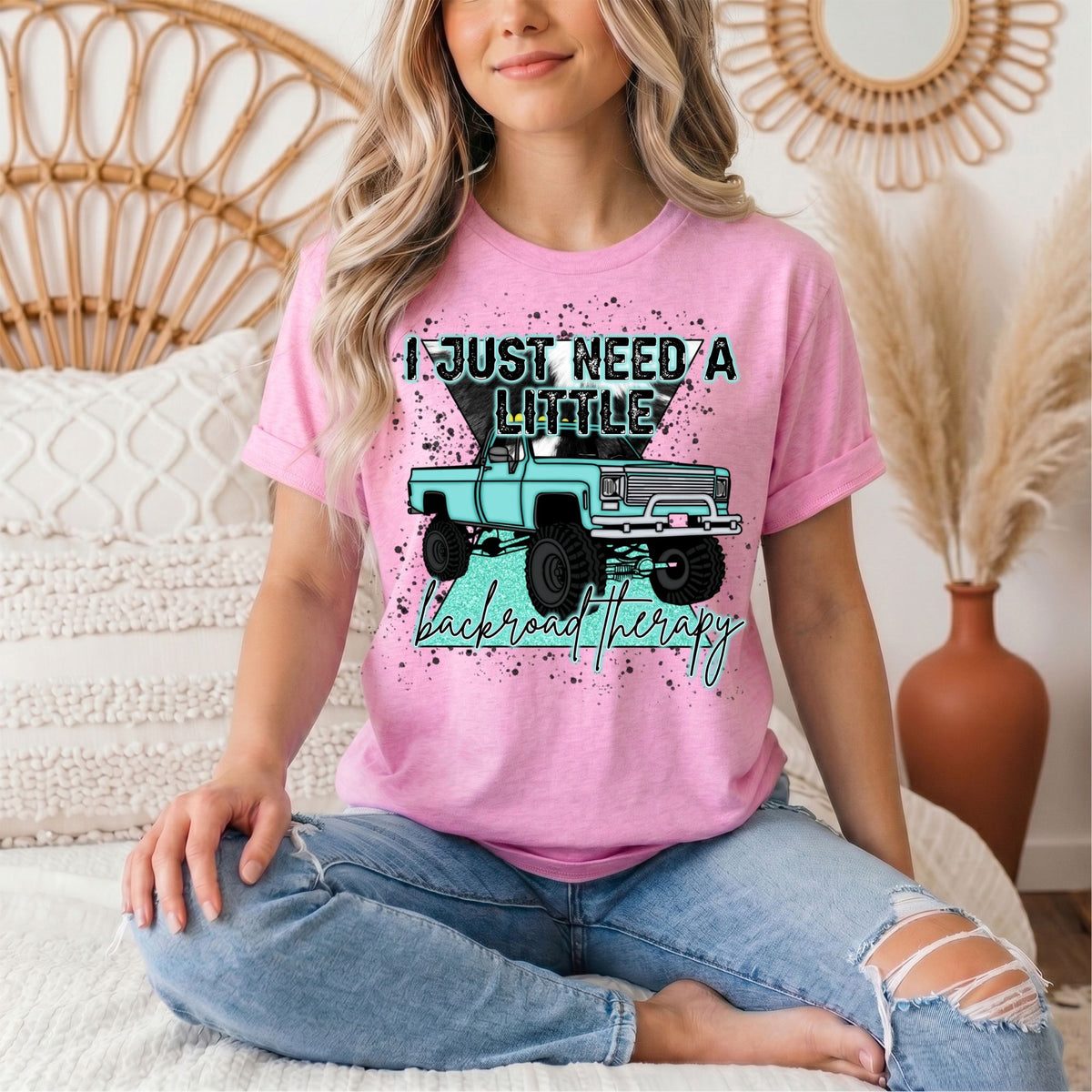 Backroad Therapy Turquoise Truck Graphic Tee